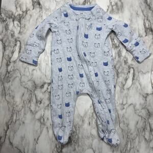 Baby Gap Preemie One Piece Footed Up To 7 Lbs Blue Bear Zip Up